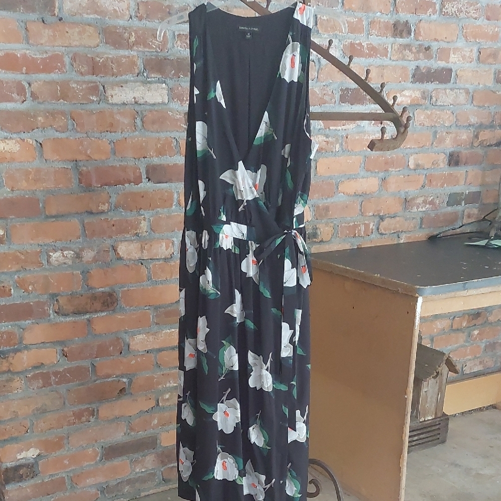 Floral Black Wrap Dress